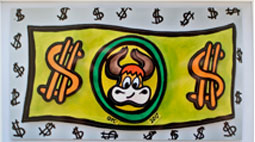 3D-Pop-Art Kunstwerk „Bull on the Bill“ neu in der Bulle 8-Galerie